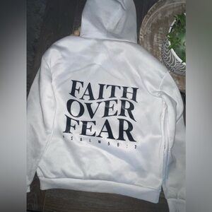 White SHEIN, faith over fear Psalm 56:3 hoodie, super soft and warm, size S